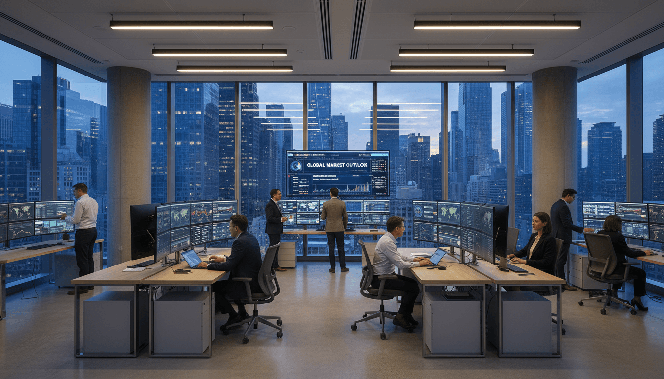 Professional analyst reviewing intelligence data on multiple screens in a dark office
